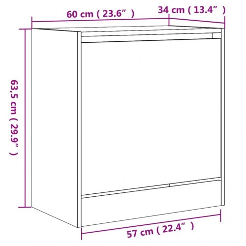 Skoreol med vippeskuffe 60 x 34 x 63,5 cm - grå sonoma-eg