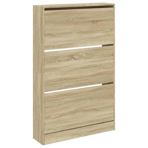 Skoskab med 3 vippeskuffer - sonoma-eg 80 x 21 x 125,5 cm