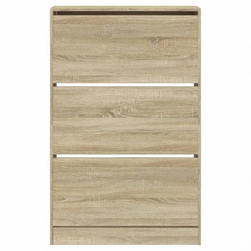 Skoskab med 3 vippeskuffer - sonoma-eg 80 x 21 x 125,5 cm