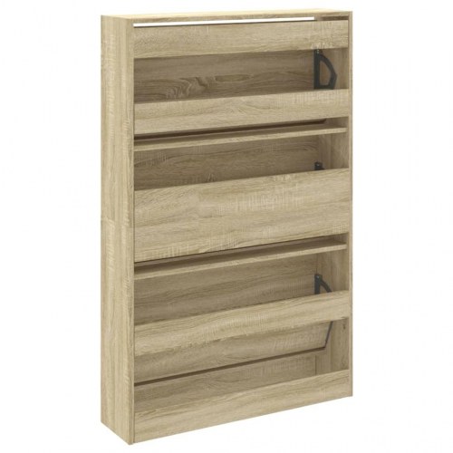 Skoskab med 3 vippeskuffer - sonoma-eg 80 x 21 x 125,5 cm