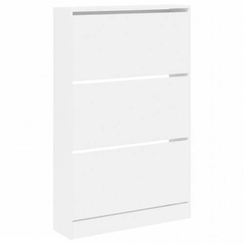 Skoskab med 3 vippeskuffer - hvid, 80 x 21 x 125,5 cm
