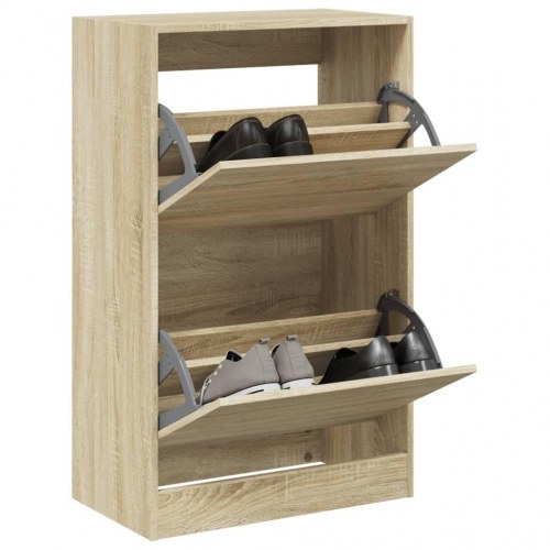 Skoskab med 2 vippeskuffer - sonoma-eg, 60 x 34 x 96,5 cm