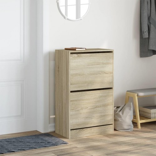 Skoskab med 2 vippeskuffer - sonoma-eg, 60 x 34 x 96,5 cm