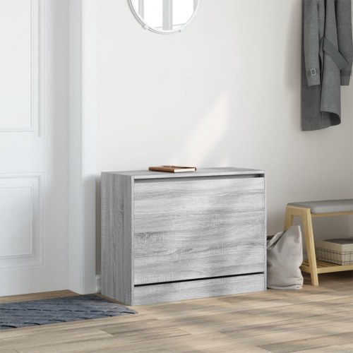 Skoreol med vippeskuffe 80 x 34 x 63 cm - grå sonoma-eg