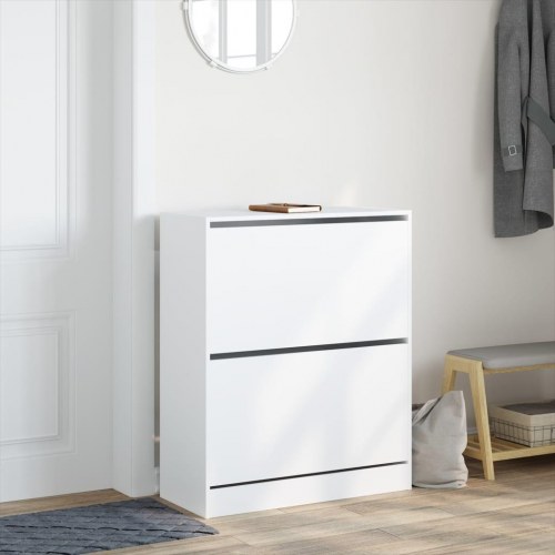Skoskab med 2 vippeskuffer - hvid, 80 x 34 x 96,5 cm