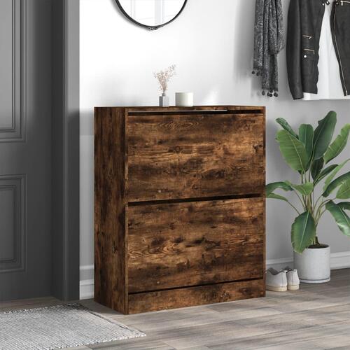 Skoskab 80x34x96,5 cm konstrueret træ røget egetræsfarve