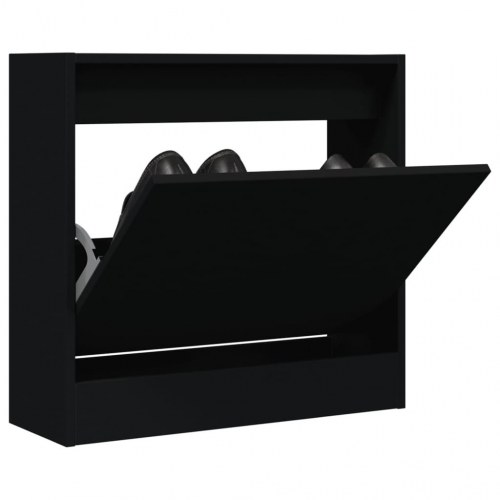 Skoreol med vippeskuffe 60×21×57 cm - sort konstrueret træ