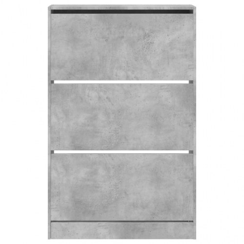 Skoskab med 3 vippeskuffer - betongrå, 80 x 21 x 125,5 cm