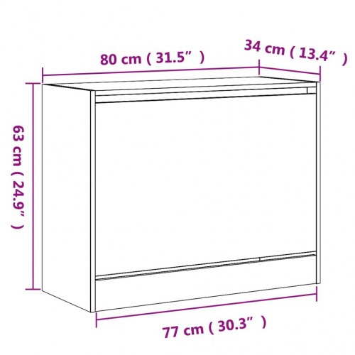 Skoreol med vippeskuffe 80 x 34 x 63 cm - hvid