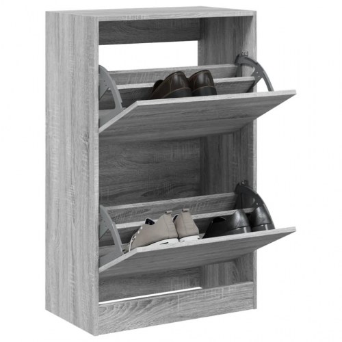 Skoskab med 2 vippeskuffer 60 x 34 x 96,5 cm - grå sonoma-eg