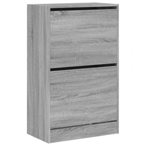 Skoskab med 2 vippeskuffer 60 x 34 x 96,5 cm - grå sonoma-eg