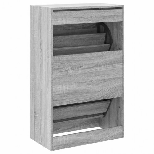 Skoskab med 2 vippeskuffer 60 x 34 x 96,5 cm - grå sonoma-eg