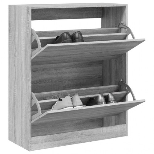 Skoreol med 2 vippeskuffer - 80×34×96,5 cm, grå sonoma-eg