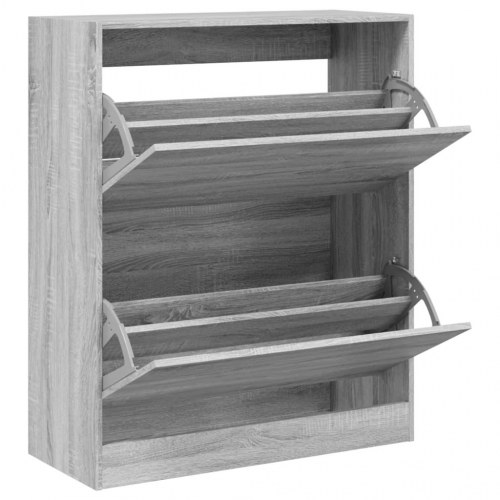 Skoreol med 2 vippeskuffer - 80×34×96,5 cm, grå sonoma-eg