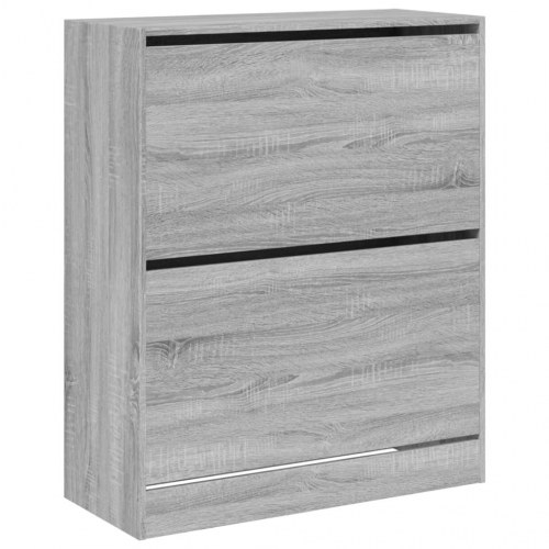 Skoreol med 2 vippeskuffer - 80×34×96,5 cm, grå sonoma-eg