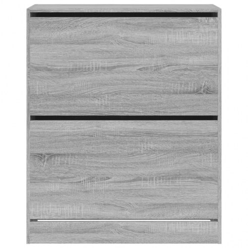 Skoreol med 2 vippeskuffer - 80×34×96,5 cm, grå sonoma-eg