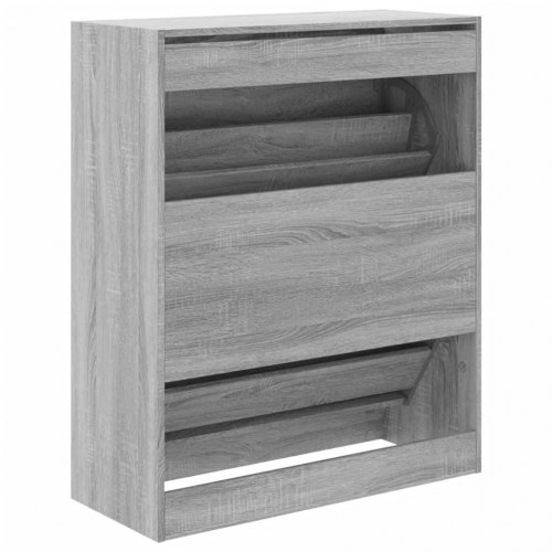 Skoreol med 2 vippeskuffer - 80×34×96,5 cm, grå sonoma-eg