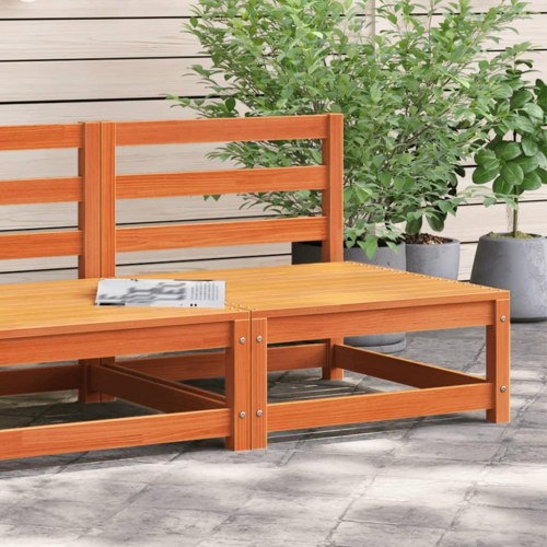 Hjørnemodul til havesofa uden armlæn 70×70×67 cm - massivt fyrretræ, brun