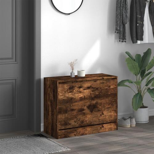 Skoskab 80x34x63 cm konstrueret træ røget egetræsfarve