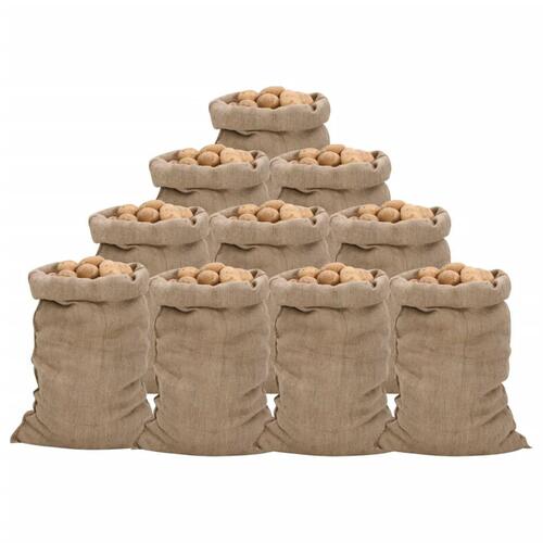 Jutesække 10 stk. 60x105 cm 100 % jute 340 g/m2