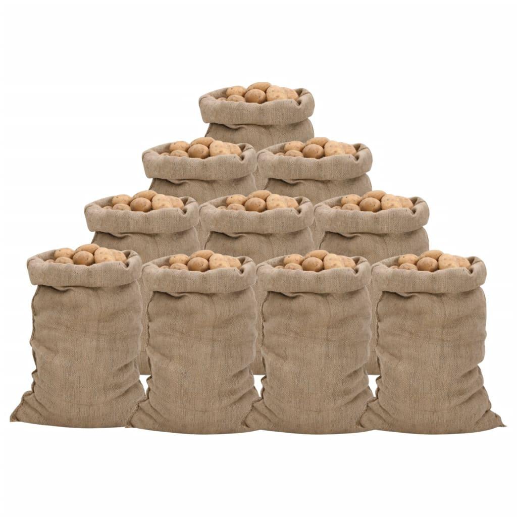 Jutesække 10 stk. 60x105 cm 100 % jute 340 g/m2