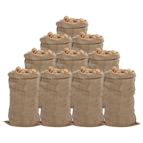Jutesække 10 stk. 65x135 cm 100 % jute 340 g/m2