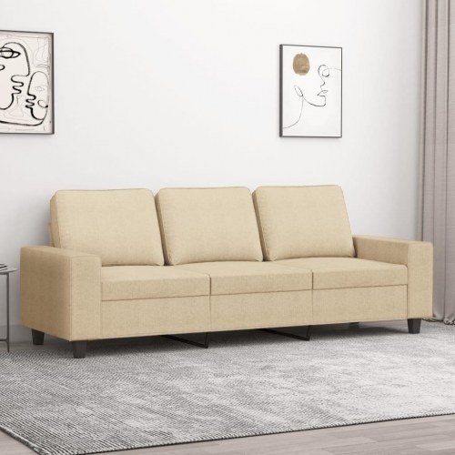 3-personers sofa i stof - cremefarvet, sædebredde 180 cm