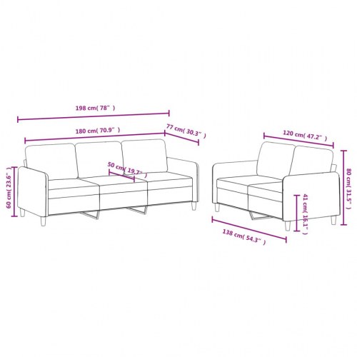 Sofasæt 2 dele velour mørkegrå