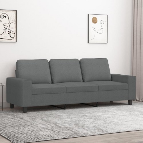 3-personers sofa i stof - mørkegrå, sædebredde 180 cm