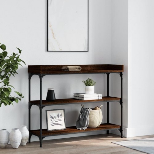 Konsolbord med hylder 100×30×80 cm - brun egetræsfarve
