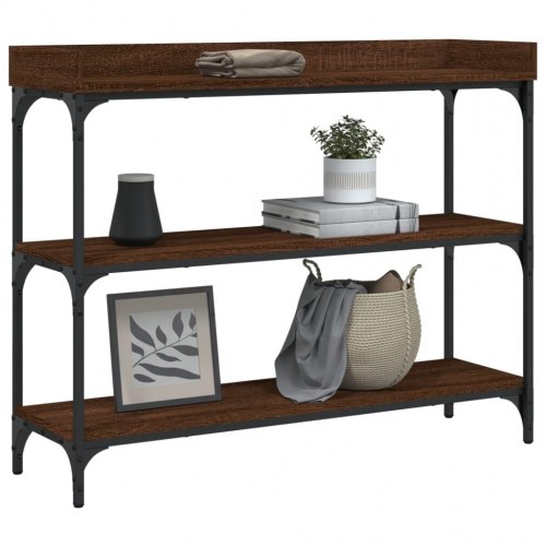 Konsolbord med hylder 100×30×80 cm - brun egetræsfarve