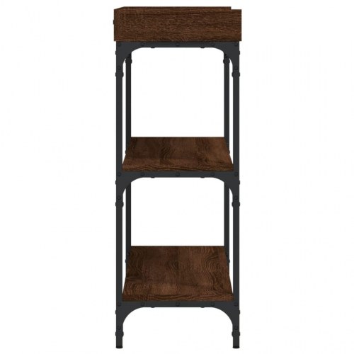 Konsolbord med hylder 100×30×80 cm - brun egetræsfarve