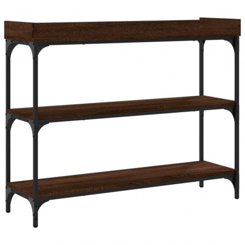 Konsolbord med hylder 100×30×80 cm - brun egetræsfarve