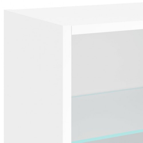 Tv-møbel til væg 8 dele med LED-lys konstrueret træ hvid