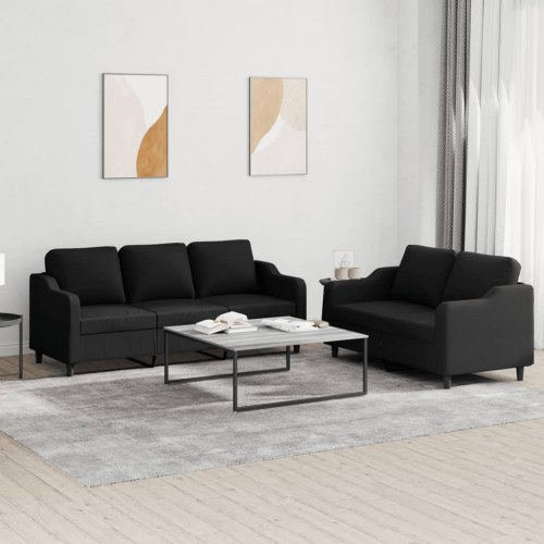Sofasæt i stof - 2- og 3-personers med hynder, sort