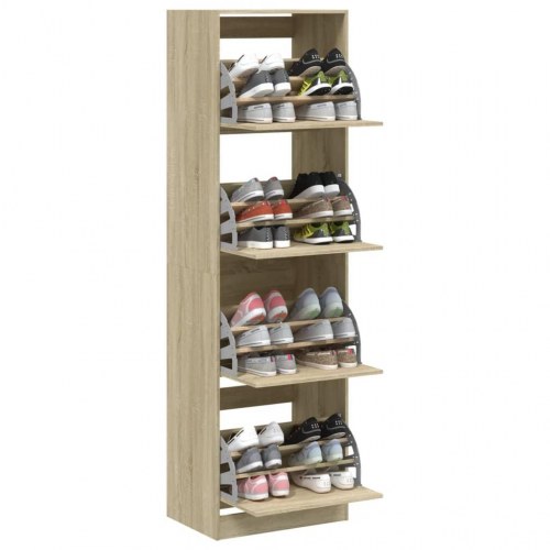 Skoskab med 4 vippeskuffer 60x42x204 cm sonoma-eg