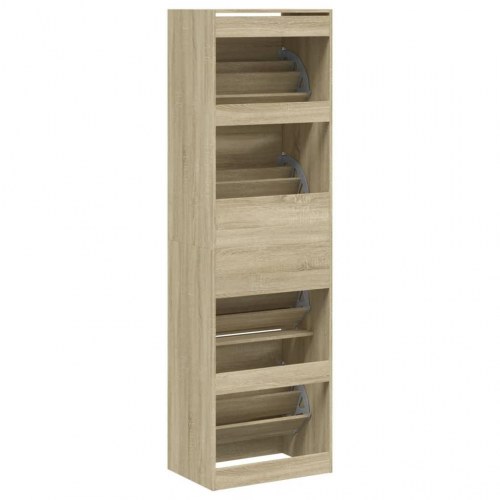 Skoskab med 4 vippeskuffer 60x42x204 cm sonoma-eg