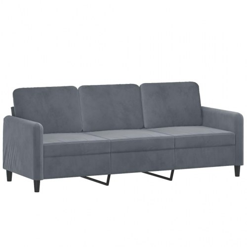 Sofasæt i velour, 2 dele med puder - mørkegrå