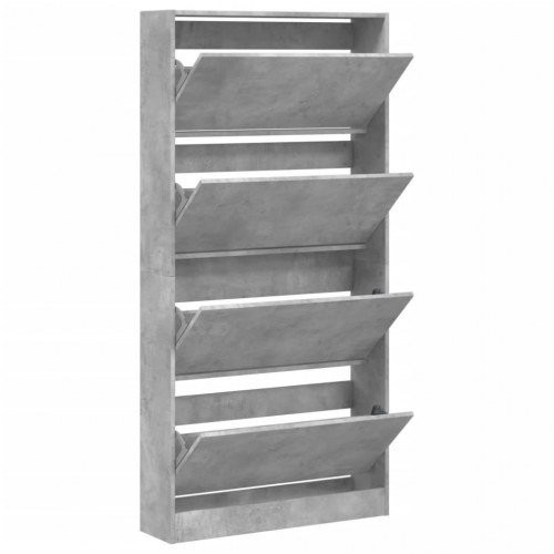 Skoskab med 4 vippeskuffer 80 x 21 x 163,5 cm - betongrå