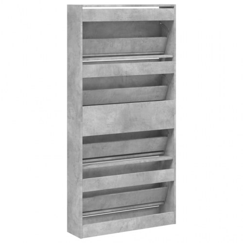 Skoskab med 4 vippeskuffer 80 x 21 x 163,5 cm - betongrå