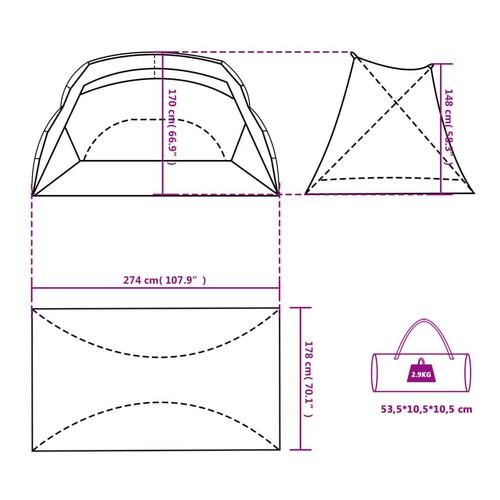 Strandtelt 274x178x170/148 cm 185T polyester grå