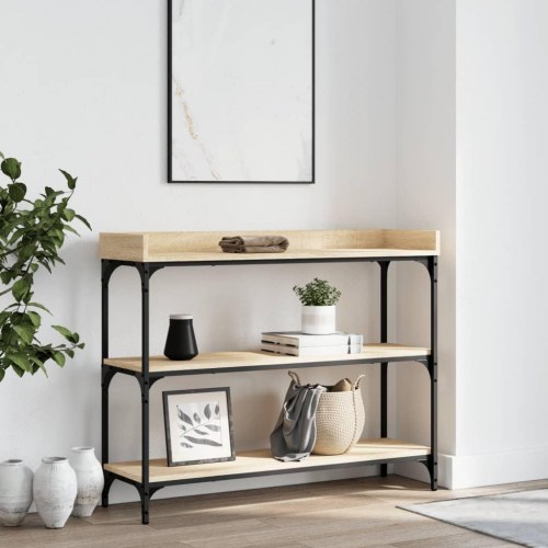 Konsolbord med hylder - sonoma-eg, 100 x 30 x 80 cm