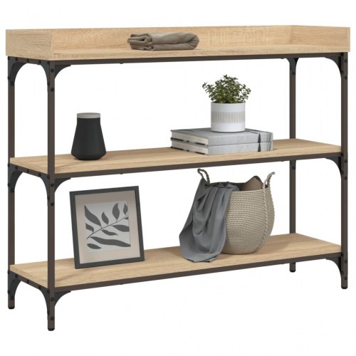 Konsolbord med hylder - sonoma-eg, 100 x 30 x 80 cm