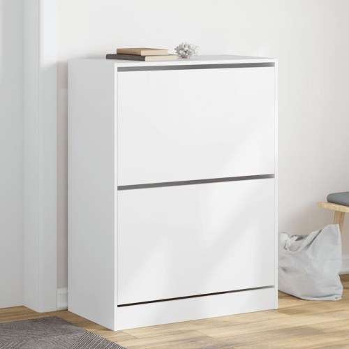 Skoskab med 2 vippeskuffer - 80 × 42 × 108 cm, hvid