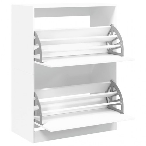 Skoskab med 2 vippeskuffer - 80 × 42 × 108 cm, hvid