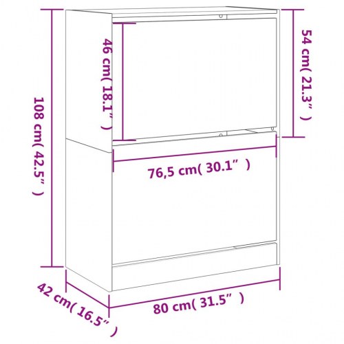 Skoskab med 2 vippeskuffer - 80 × 42 × 108 cm, hvid