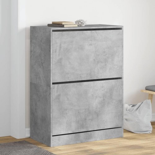 Skoskab med 2 vippeskuffer 80 x 42 x 108 cm - betongrå