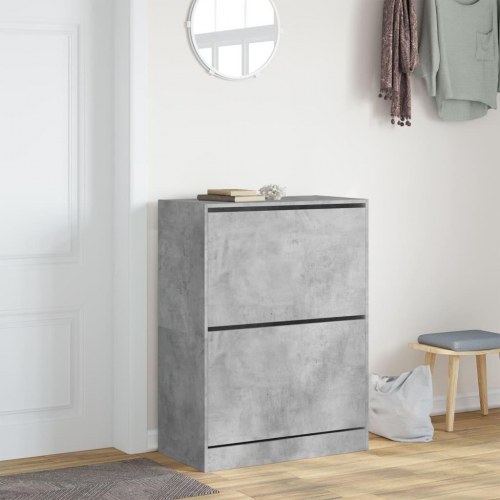 Skoskab med 2 vippeskuffer 80 x 42 x 108 cm - betongrå