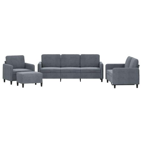 Sofasæt 4 dele velour mørkegrå