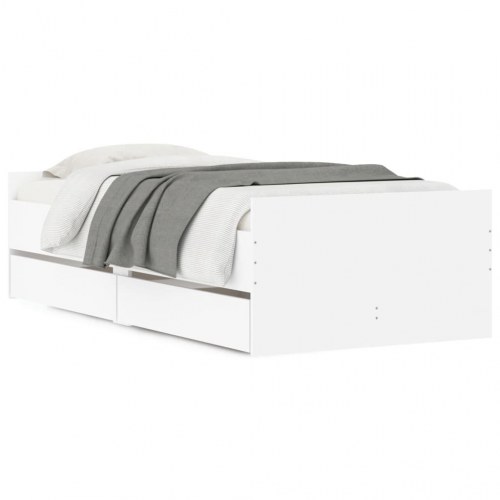 Sengeramme med 2 skuffer 90 x 200 cm - hvid